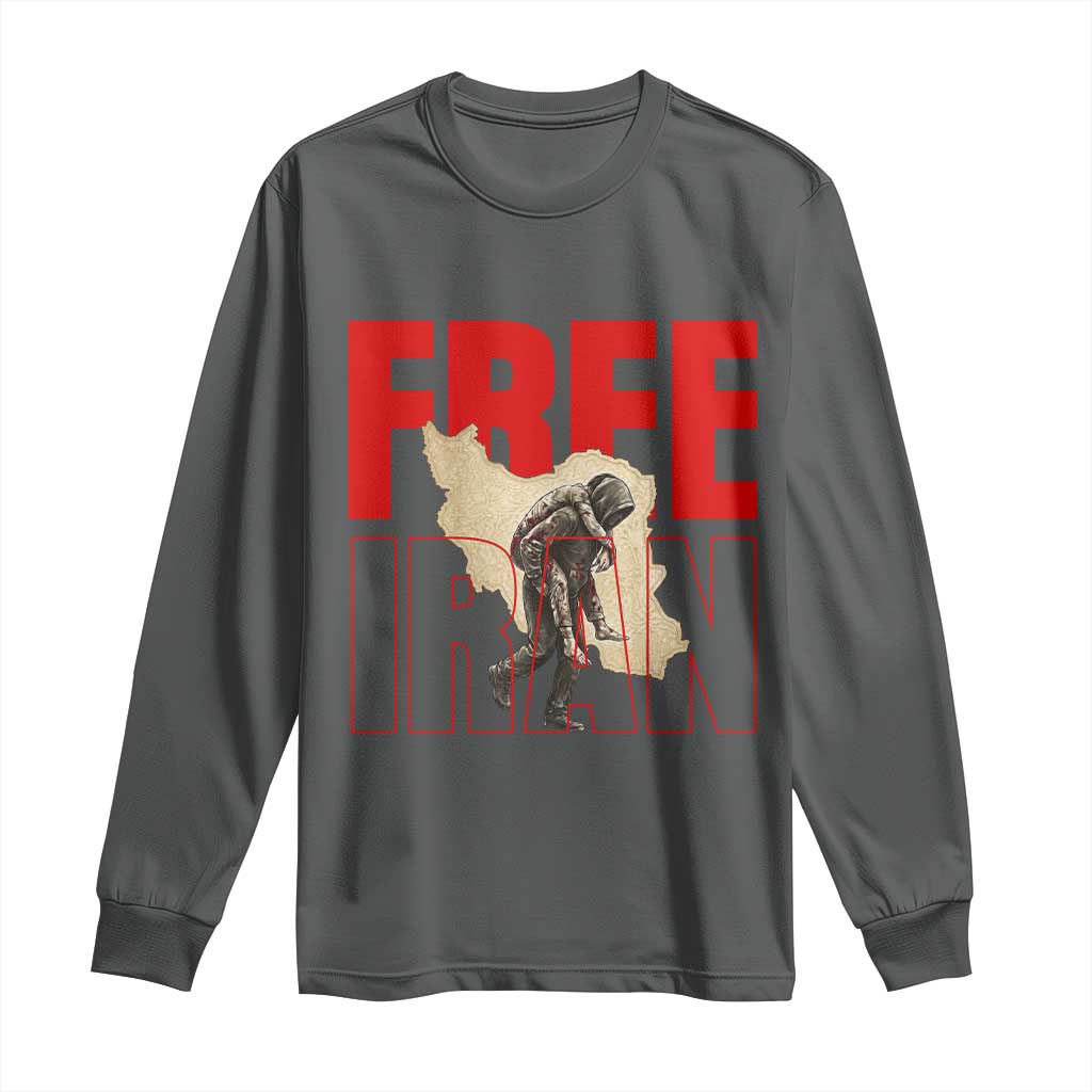 Free Iran Long Sleeve Shirt Iranian Freedom Memorial Hamid Mahdavi Tribute TS14 Dark Heather Print Your Wear