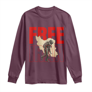 Free Iran Long Sleeve Shirt Iranian Freedom Memorial Hamid Mahdavi Tribute TS14 Maroon Print Your Wear
