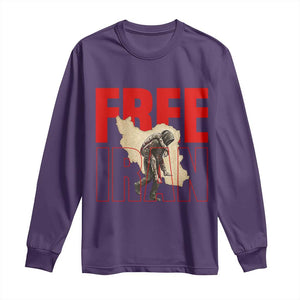 Free Iran Long Sleeve Shirt Iranian Freedom Memorial Hamid Mahdavi Tribute TS14 Purple Print Your Wear