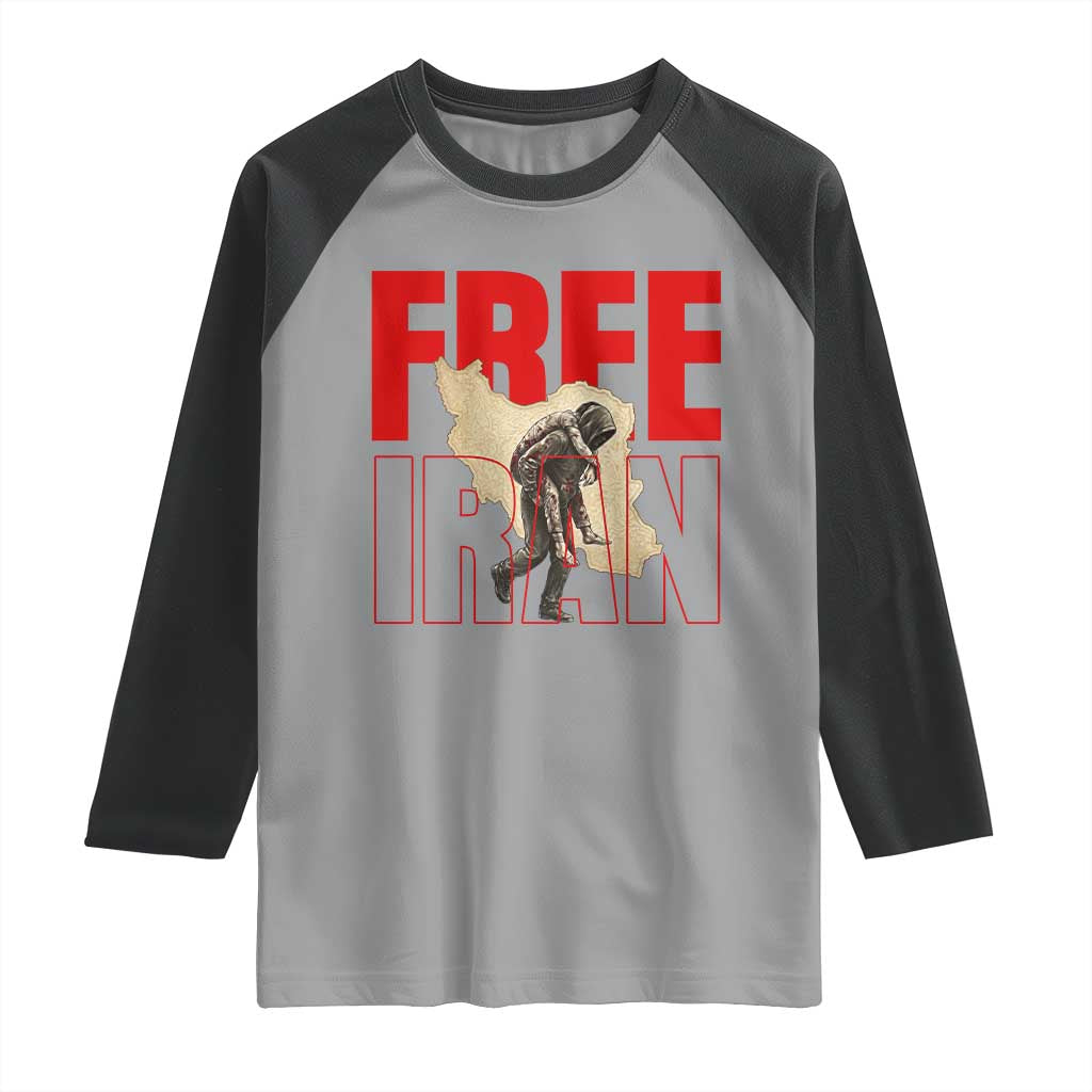 Free Iran Raglan Shirt Iranian Freedom Memorial Hamid Mahdavi Tribute TS14 Sport Gray Black Print Your Wear