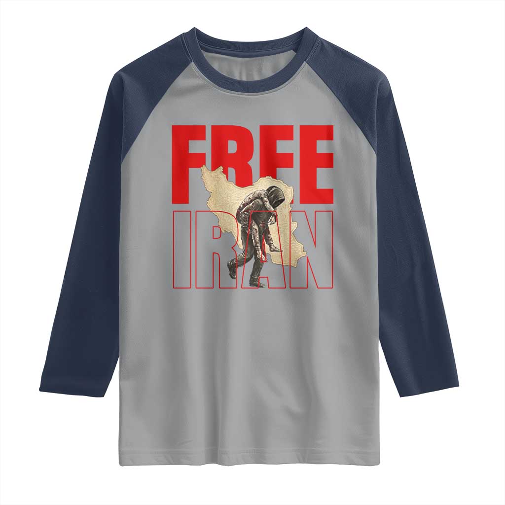 Free Iran Raglan Shirt Iranian Freedom Memorial Hamid Mahdavi Tribute TS14 Sport Gray Navy Print Your Wear