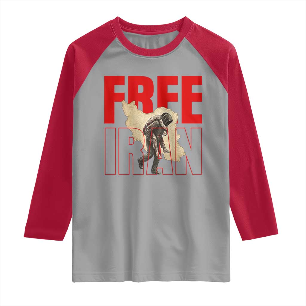 Free Iran Raglan Shirt Iranian Freedom Memorial Hamid Mahdavi Tribute TS14 Sport Gray Red Print Your Wear