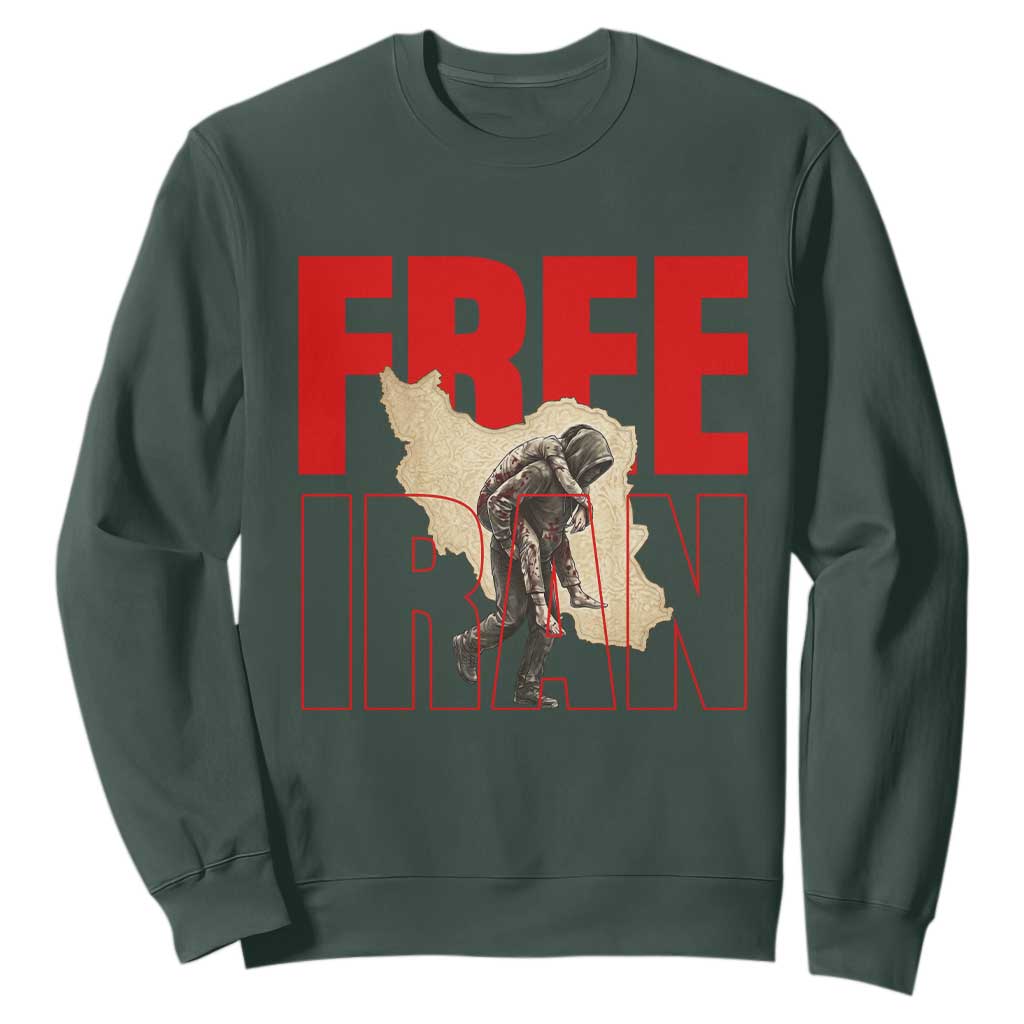 Free Iran Sweatshirt Iranian Freedom Memorial Hamid Mahdavi Tribute TS14 Dark Forest Green Print Your Wear
