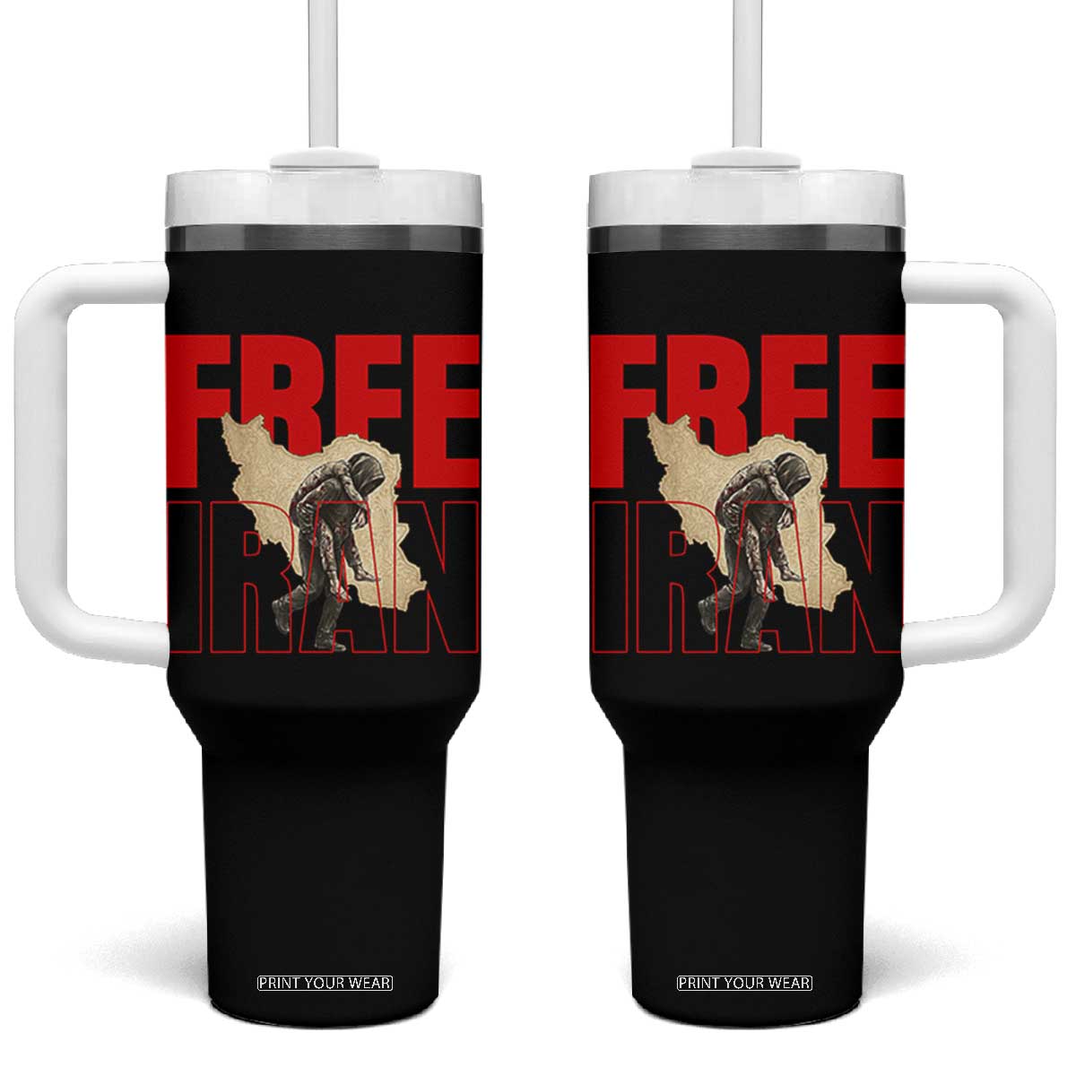 Free Iran Tumbler With Handle Iranian Freedom Memorial Hamid Mahdavi Tribute TS14 One Size: 40 oz Black Print Your Wear