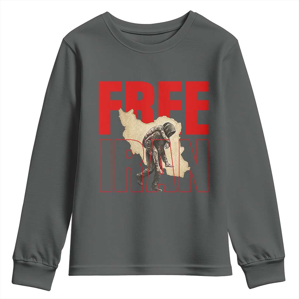 Free Iran Youth Sweatshirt Iranian Freedom Memorial Hamid Mahdavi Tribute TS14 Dark Heather Print Your Wear