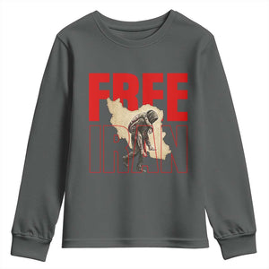 Free Iran Youth Sweatshirt Iranian Freedom Memorial Hamid Mahdavi Tribute TS14 Dark Heather Print Your Wear