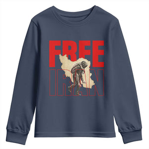 Free Iran Youth Sweatshirt Iranian Freedom Memorial Hamid Mahdavi Tribute TS14 Navy Print Your Wear