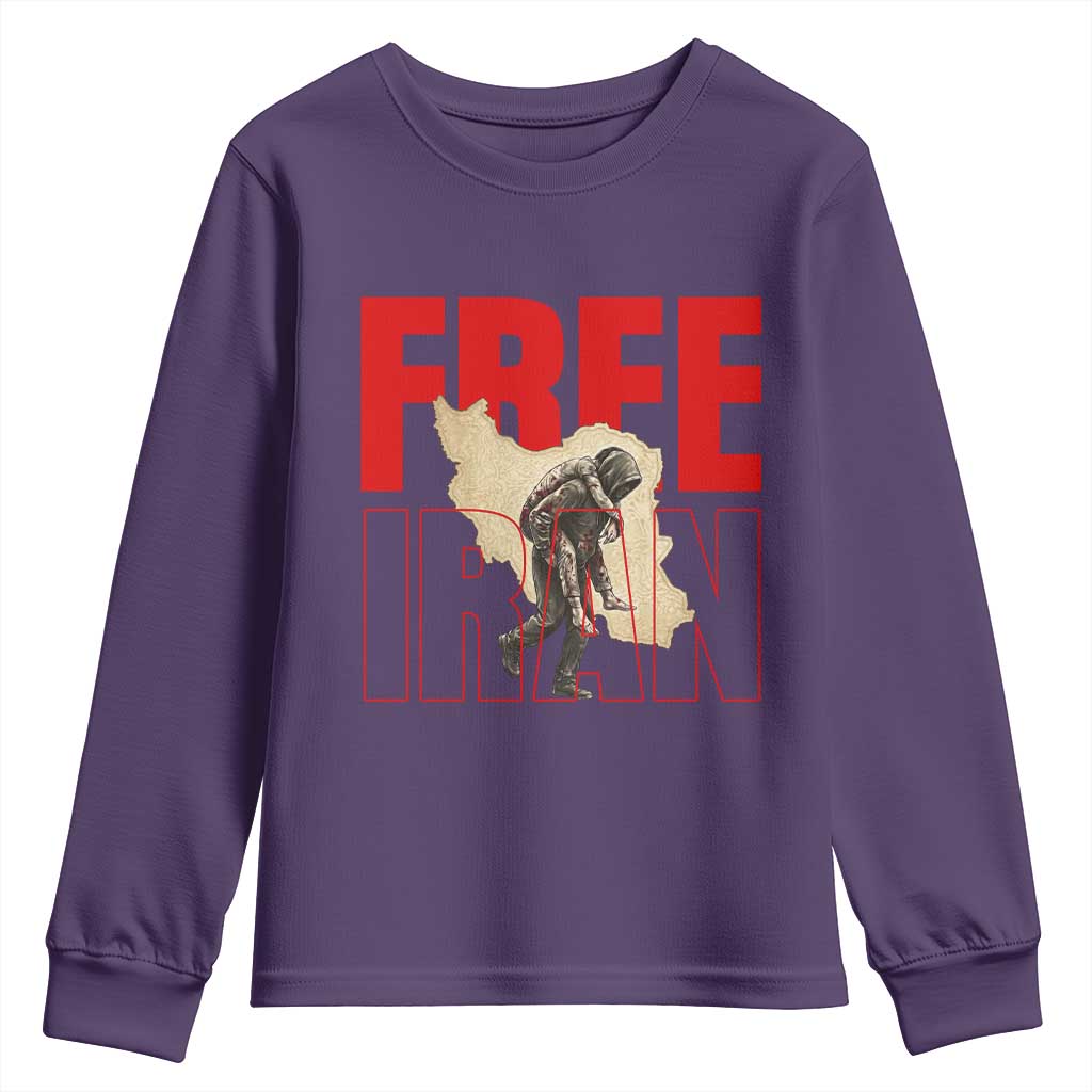 Free Iran Youth Sweatshirt Iranian Freedom Memorial Hamid Mahdavi Tribute TS14 Purple Print Your Wear