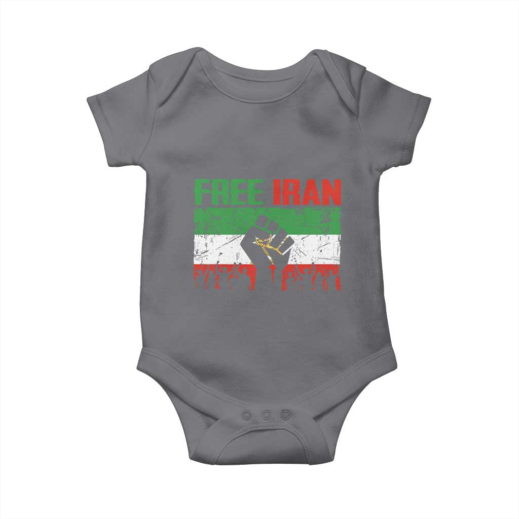 Free Iran Flag Baby Onesie Support Iranian Freedom No War TS14 Charcoal Print Your Wear