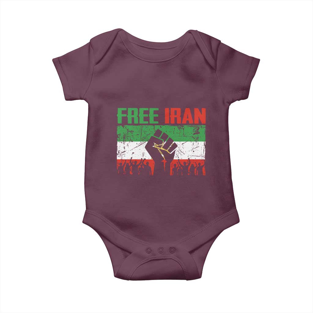 Free Iran Flag Baby Onesie Support Iranian Freedom No War TS14 Maroon Print Your Wear