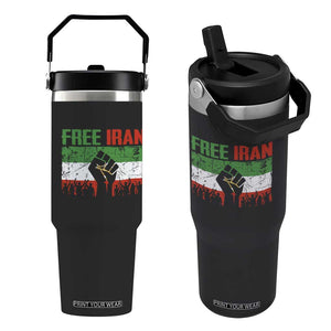 Free Iran Flag Flip Straw Tumbler Support Iranian Freedom No War TS14 One Size: 30 oz Black Print Your Wear