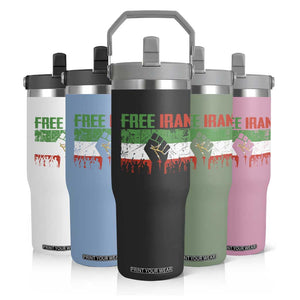 Free Iran Flag Flip Straw Tumbler Support Iranian Freedom No War TS14 Print Your Wear