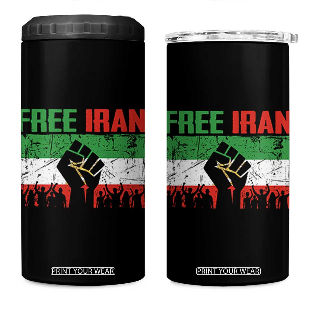 Free Iran Flag 4 in 1 Can Cooler Tumbler Support Iranian Freedom No War TS14 One Size: 16 oz Black Print Your Wear