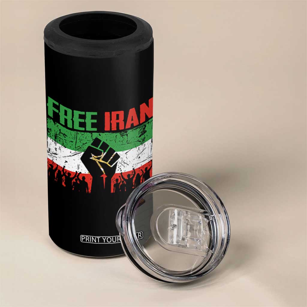 Free Iran Flag 4 in 1 Can Cooler Tumbler Support Iranian Freedom No War TS14 Print Your Wear