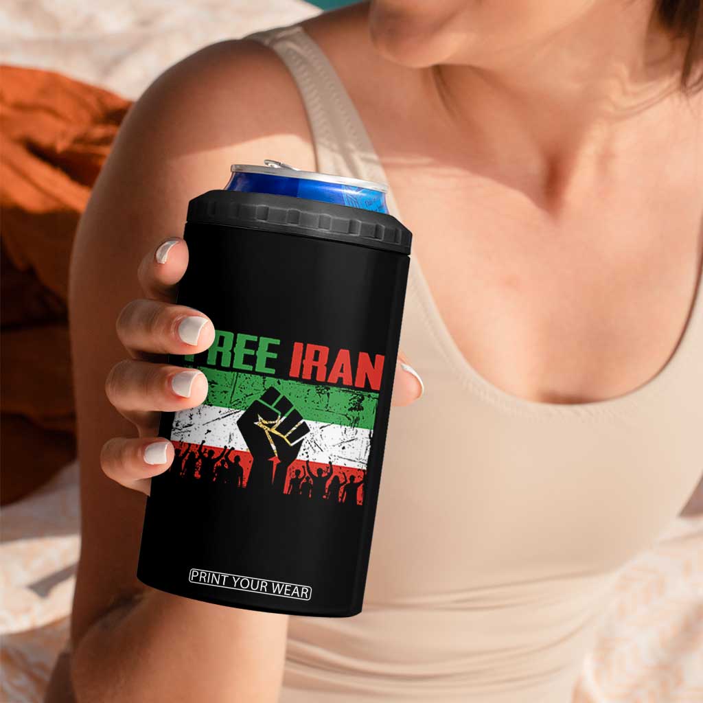 Free Iran Flag 4 in 1 Can Cooler Tumbler Support Iranian Freedom No War TS14 Print Your Wear