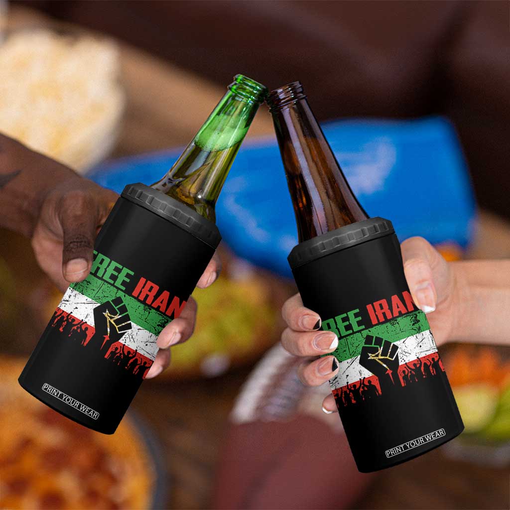 Free Iran Flag 4 in 1 Can Cooler Tumbler Support Iranian Freedom No War TS14 Print Your Wear