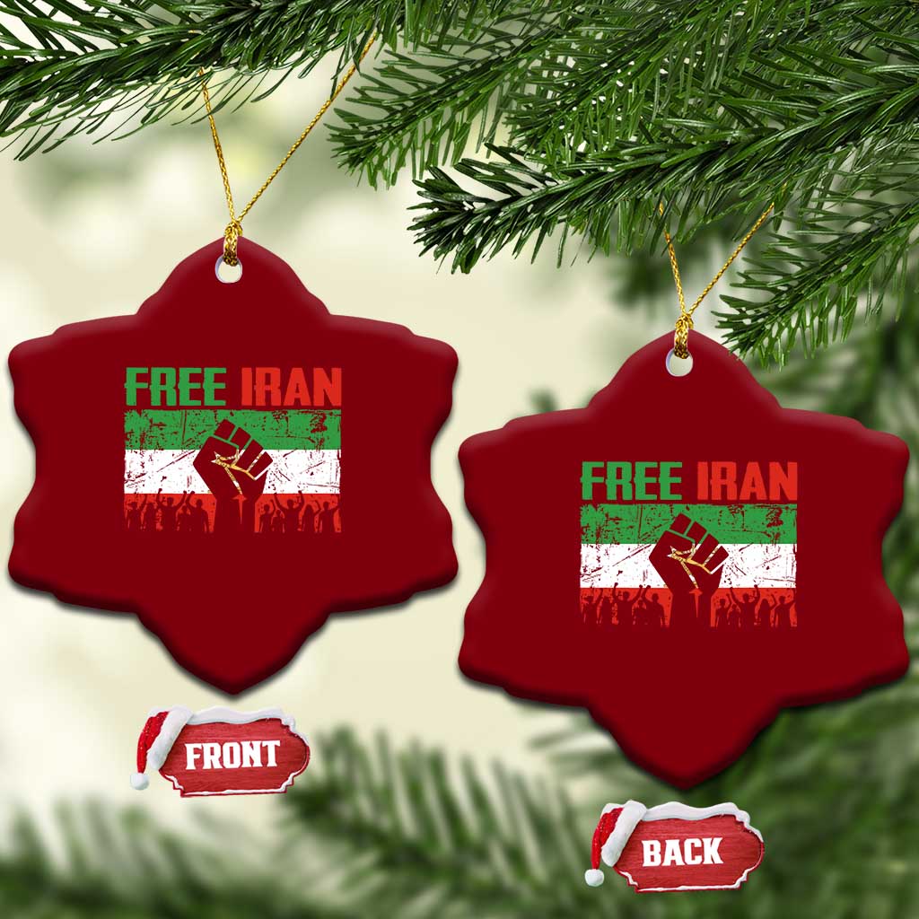 Free Iran Flag Ceramic Ornament Support Iranian Freedom No War TS14 Print Your Wear