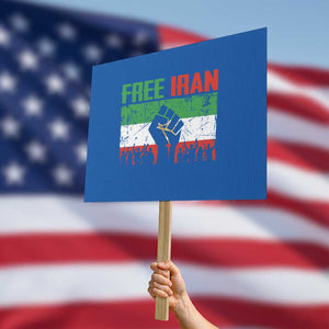 Free Iran Flag Protest Sign Support Iranian Freedom No War TS14 Horizontal 18" × 24" Blue Print Your Wear