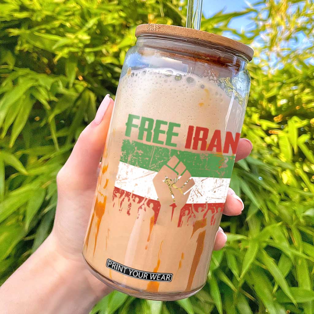 Free Iran Flag Glass Can Support Iranian Freedom No War TS14 Black Print Your Wear