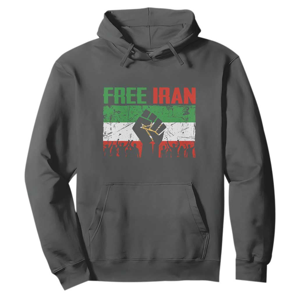 Free Iran Flag Hoodie Support Iranian Freedom No War TS14 Dark Heather Print Your Wear