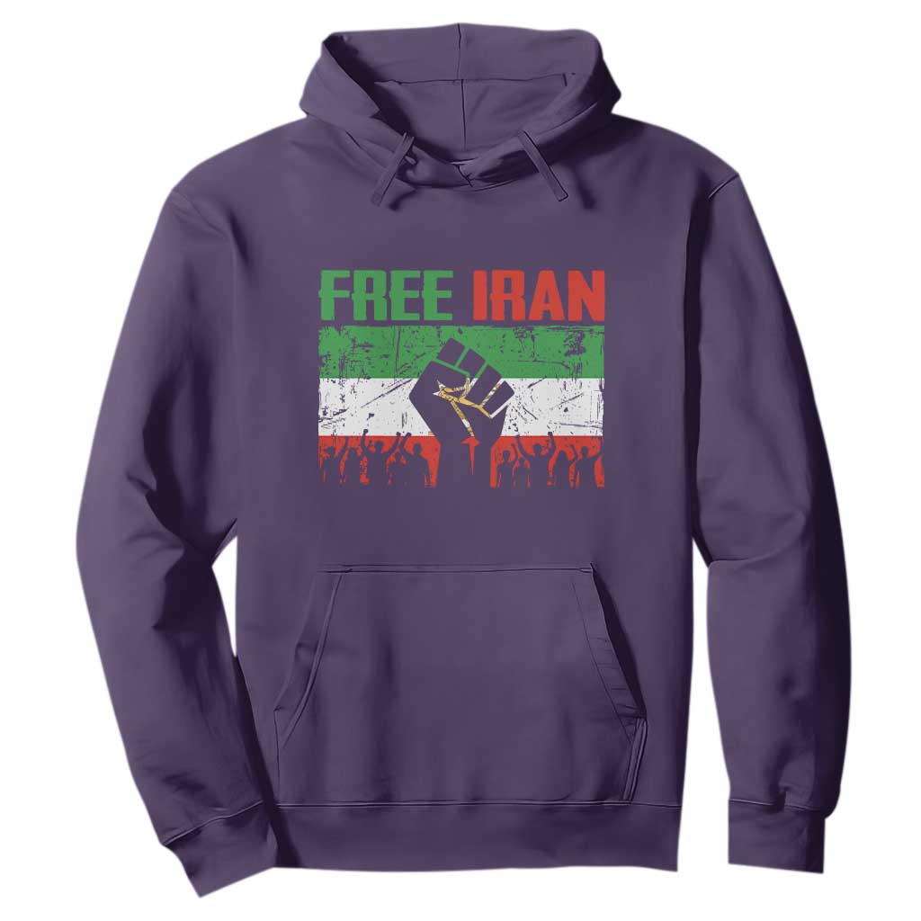 Free Iran Flag Hoodie Support Iranian Freedom No War TS14 Purple Print Your Wear