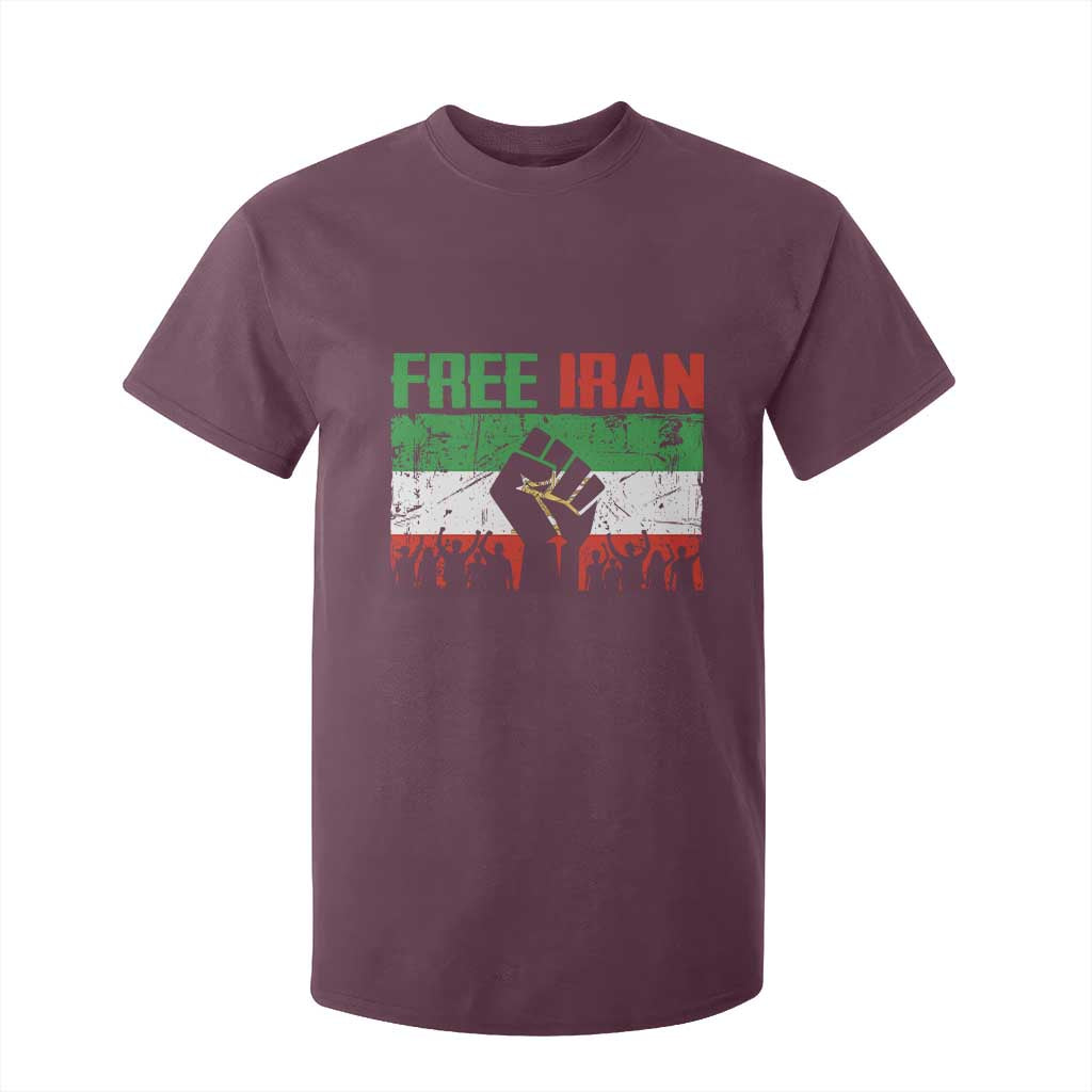 Free Iran Flag T Shirt For Kid Support Iranian Freedom No War TS14 Maroon Print Your Wear