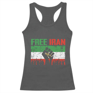 Free Iran Flag Racerback Tank Top Support Iranian Freedom No War TS14 Dark Heather Print Your Wear