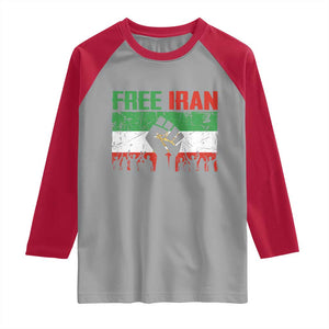 Free Iran Flag Raglan Shirt Support Iranian Freedom No War TS14 Sport Gray Red Print Your Wear