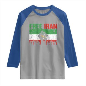 Free Iran Flag Raglan Shirt Support Iranian Freedom No War TS14 Sport Gray Royal Print Your Wear