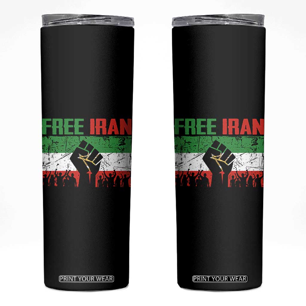 Free Iran Flag Skinny Tumbler Support Iranian Freedom No War TS14 Black Print Your Wear