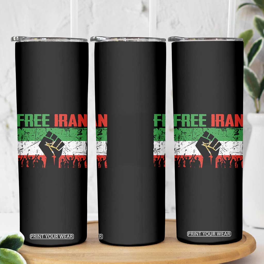 Free Iran Flag Skinny Tumbler Support Iranian Freedom No War TS14 Print Your Wear