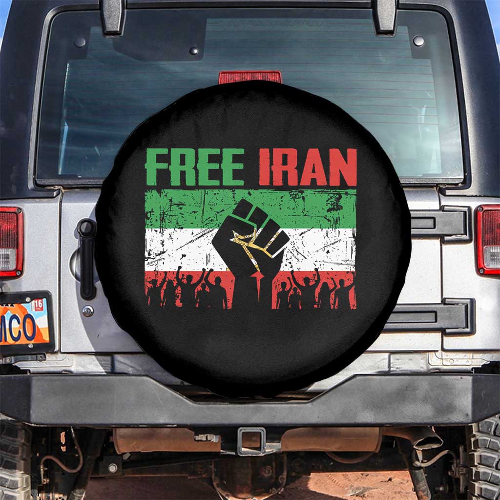Free Iran Flag Spare Tire Cover Support Iranian Freedom No War TS14 No hole Black Print Your Wear