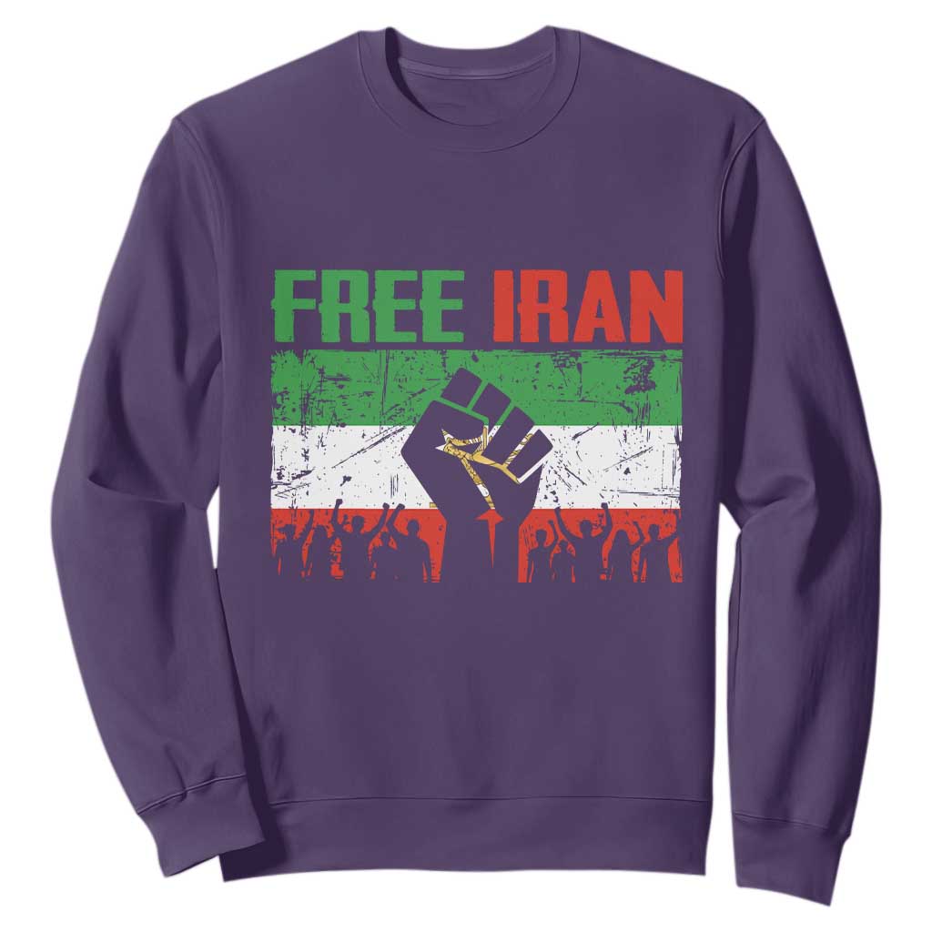 Free Iran Flag Sweatshirt Support Iranian Freedom No War TS14 Purple Print Your Wear