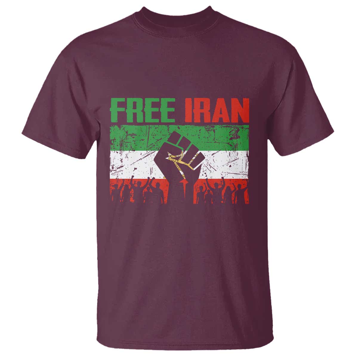 Free Iran Flag T Shirt Support Iranian Freedom No War TS14 Maroon Print Your Wear