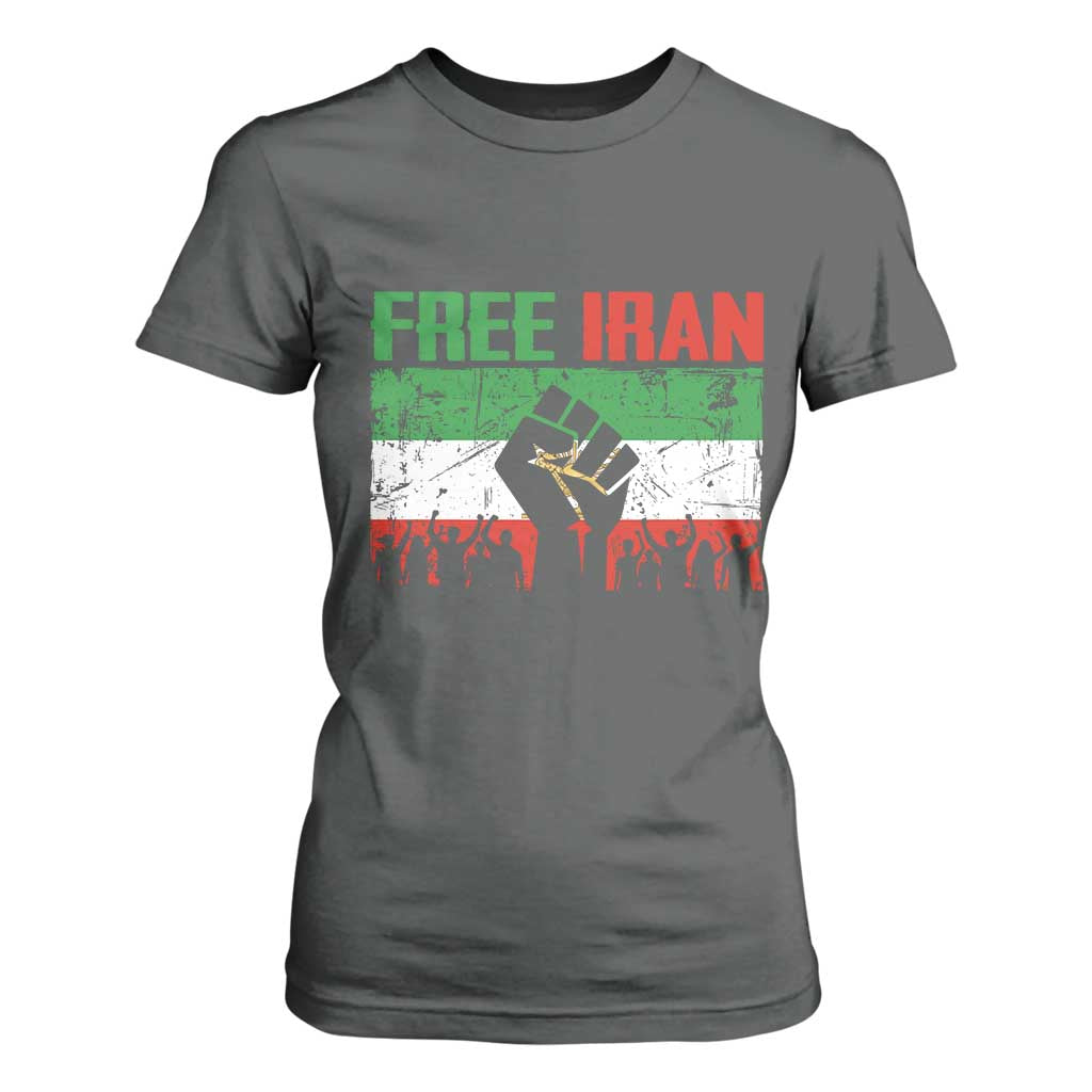 Free Iran Flag T Shirt For Women Support Iranian Freedom No War TS14 Dark Heather Print Your Wear