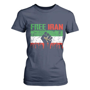 Free Iran Flag T Shirt For Women Support Iranian Freedom No War TS14 Navy Print Your Wear