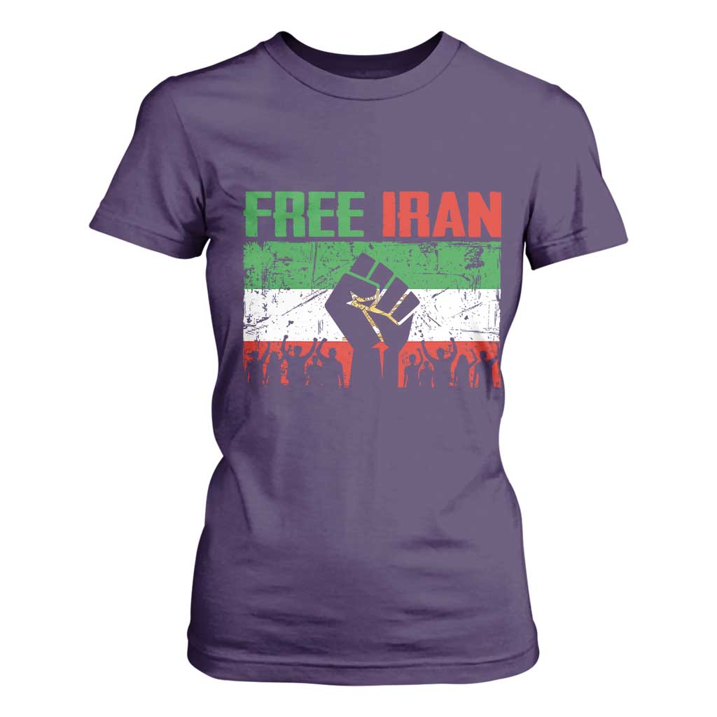 Free Iran Flag T Shirt For Women Support Iranian Freedom No War TS14 Purple Print Your Wear
