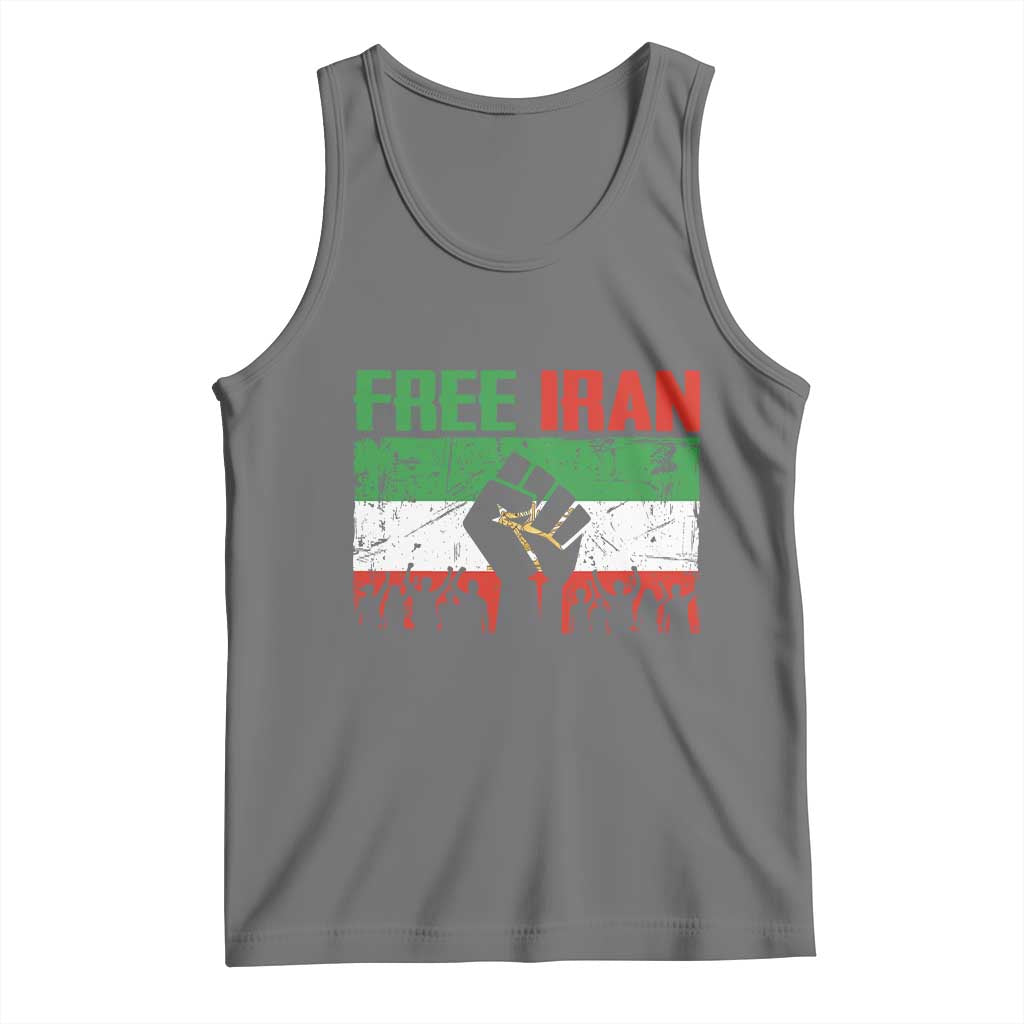 Free Iran Flag Tank Top Support Iranian Freedom No War TS14 Black Heather Print Your Wear