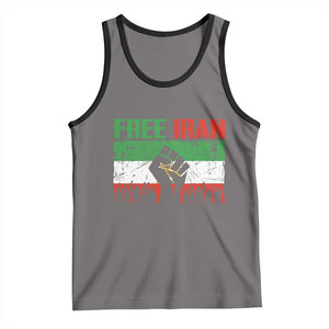 Free Iran Flag Tank Top Support Iranian Freedom No War TS14 Deep Heather Black Print Your Wear