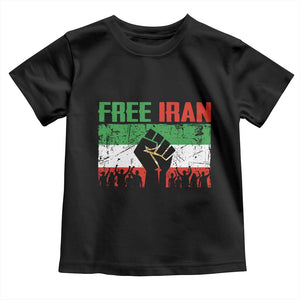 Free Iran Flag Toddler T Shirt Support Iranian Freedom No War TS14 Black Print Your Wear