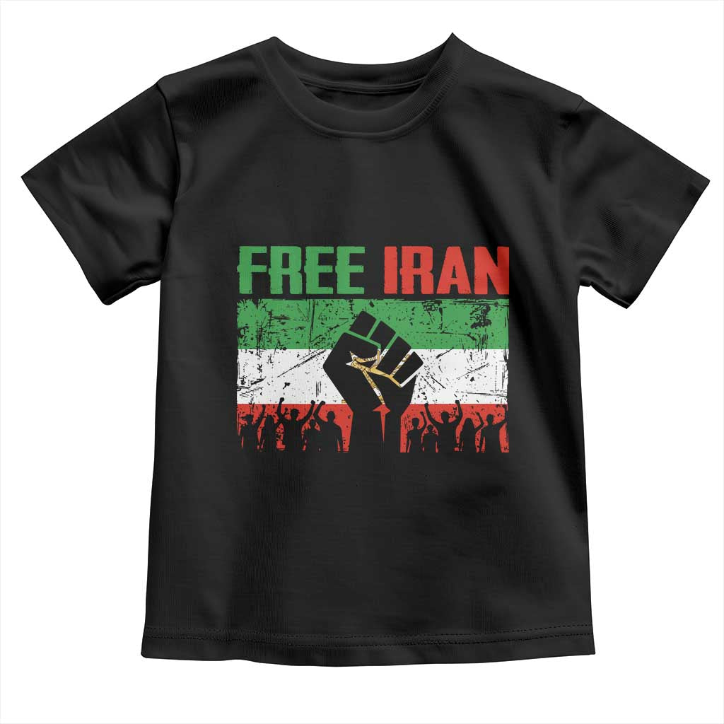 Free Iran Flag Toddler T Shirt Support Iranian Freedom No War TS14 Black Print Your Wear
