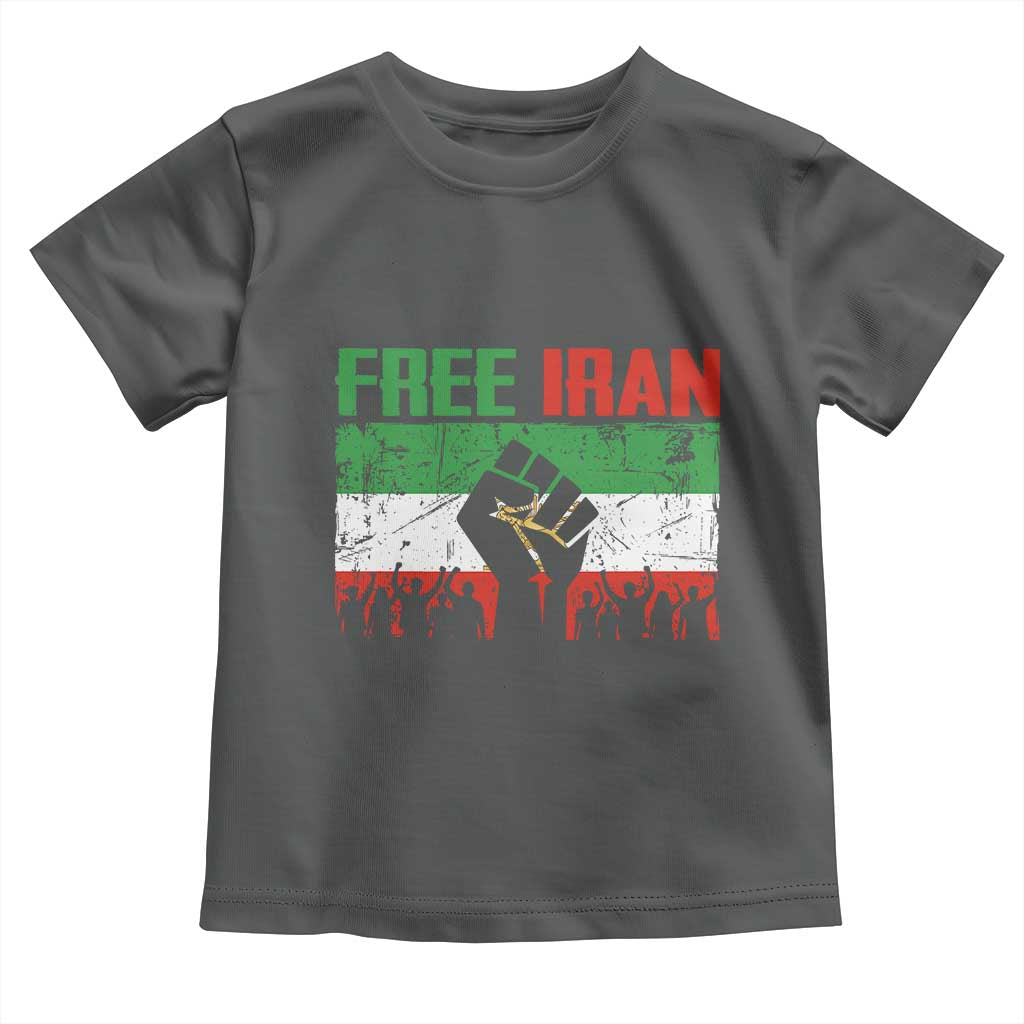 Free Iran Flag Toddler T Shirt Support Iranian Freedom No War TS14 Dark Heather Print Your Wear