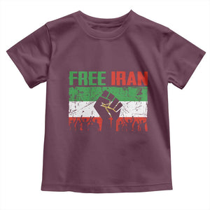 Free Iran Flag Toddler T Shirt Support Iranian Freedom No War TS14 Maroon Print Your Wear