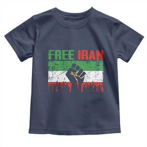 Free Iran Flag Toddler T Shirt Support Iranian Freedom No War TS14 Navy Print Your Wear