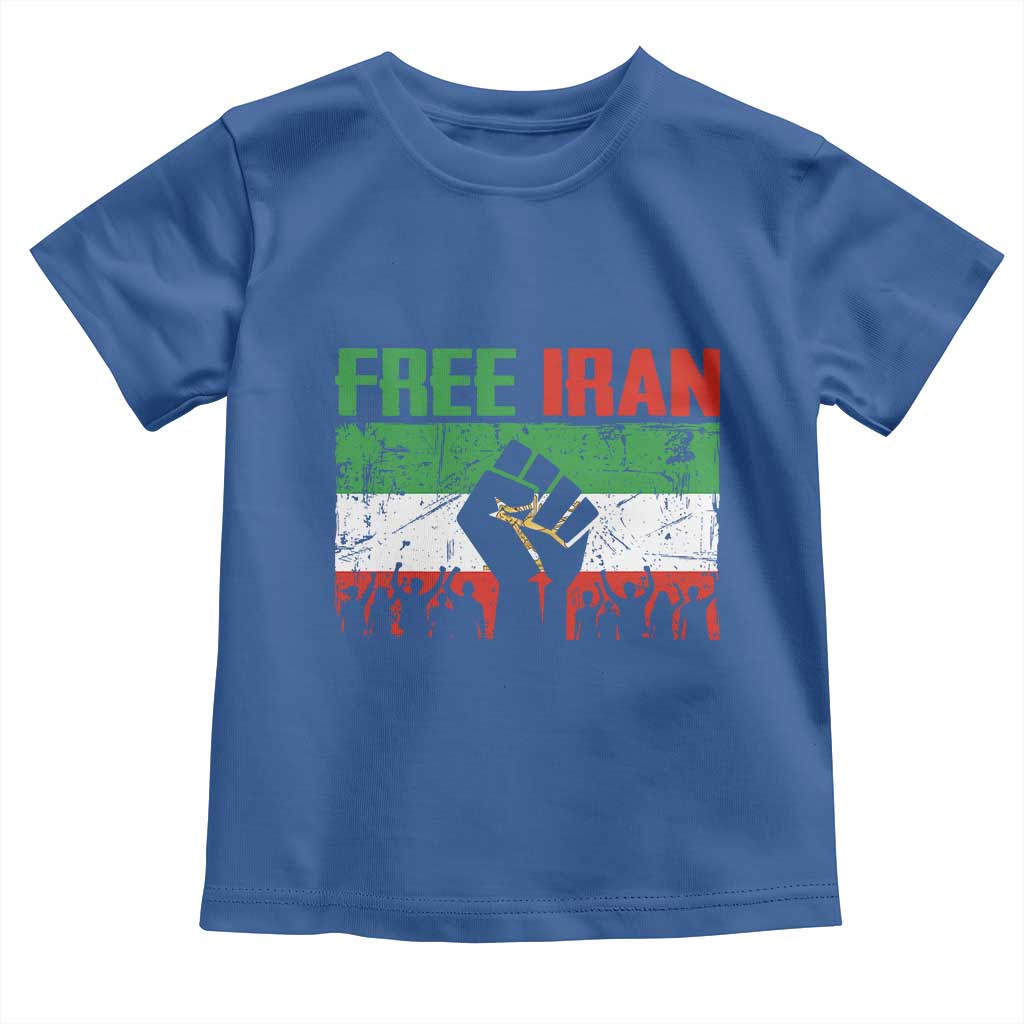Free Iran Flag Toddler T Shirt Support Iranian Freedom No War TS14 Royal Blue Print Your Wear