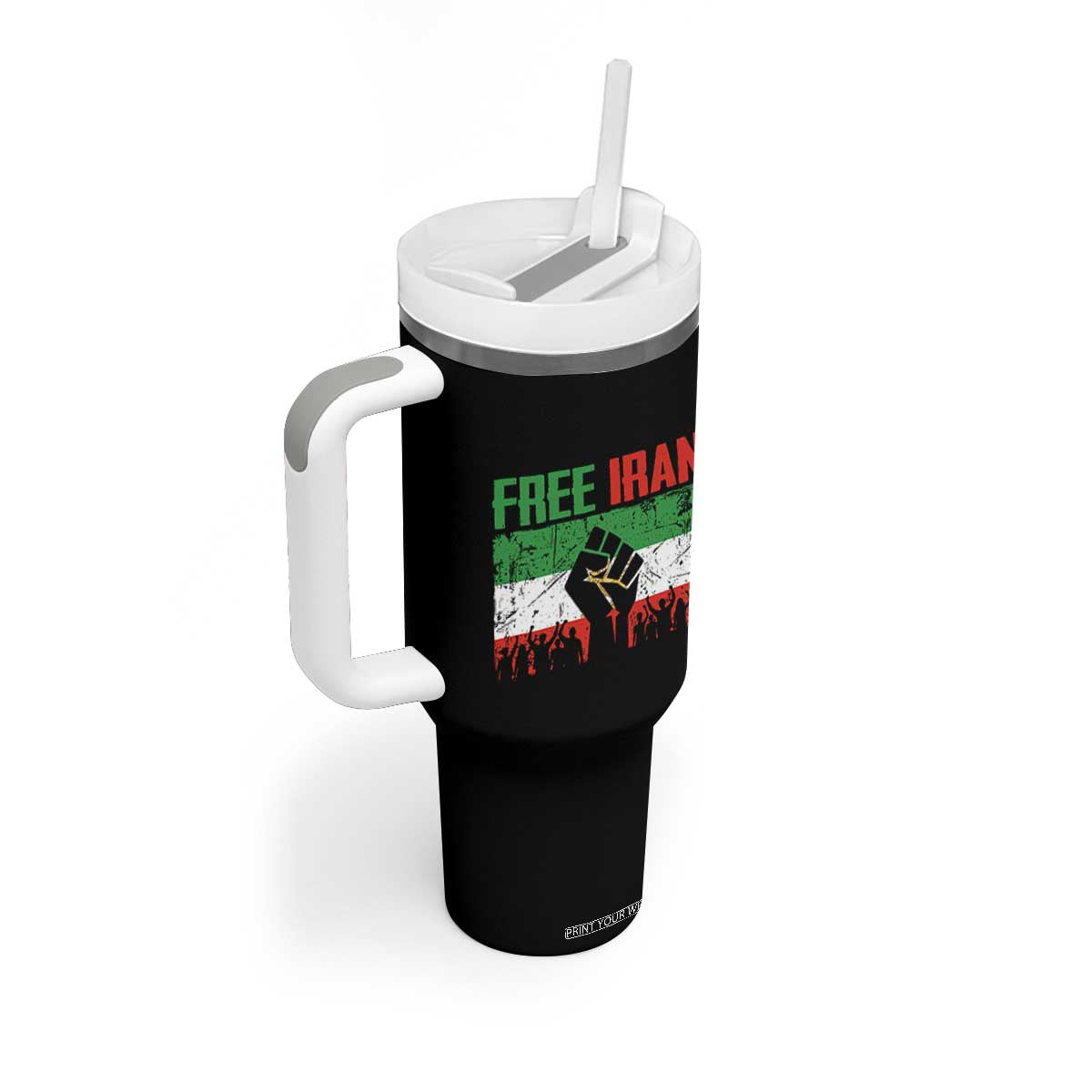Free Iran Flag Tumbler With Handle Support Iranian Freedom No War TS14 Print Your Wear