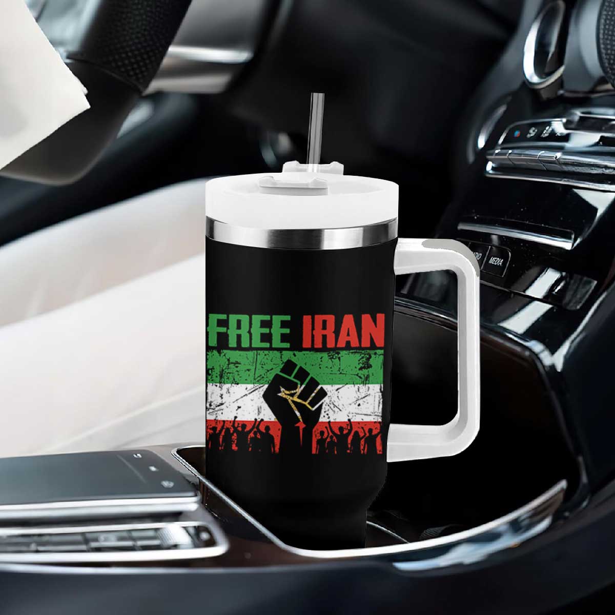 Free Iran Flag Tumbler With Handle Support Iranian Freedom No War TS14 Print Your Wear