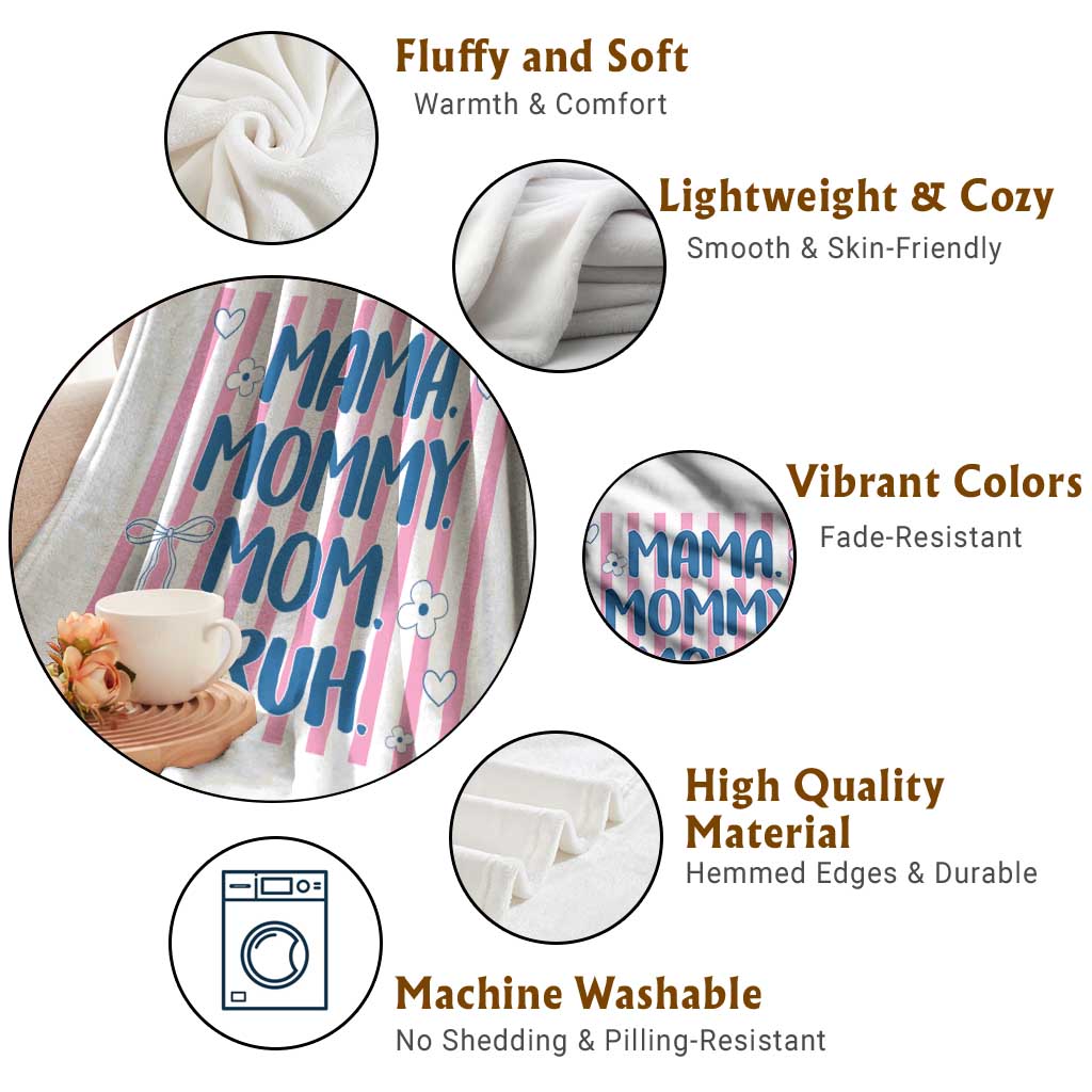 Mama Mommy Mom Bruh Throw Blanket Funny Mom Life TS14 Print Your Wear