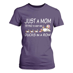 Funny Duck Mom T Shirt For Women Just A Mom Trying To Keep Her Ducks In A Row TS14 Purple Print Your Wear