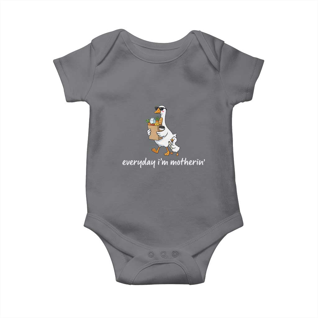 Everyday I'm Motherin Baby Onesie Funny Goose Mom TS14 Charcoal Print Your Wear